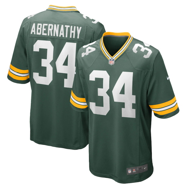 mens nike micah abernathy green green bay packers game player jersey